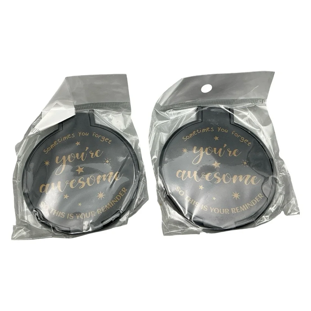 10 Piece Inspirational Compact Mirror Set Black Gold Motivational Quotes